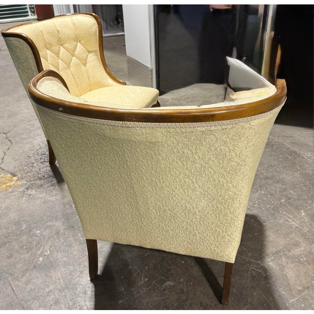 Textile Pair of Antique Tufted Back Accent Chairs For Sale - Image 7 of 12