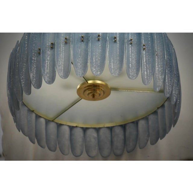 Blue Mid-Century Murano Art Glass and Brass Chandelier and Pendant For Sale - Image 8 of 13