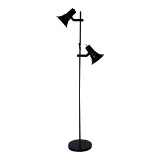Black Metal Dual Shade Floor Lamp Mid-Century Modern 1970s For Sale