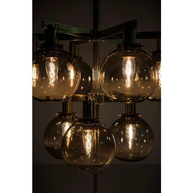 Brass & Smoked Glass Ceiling Lamp by Hans-Agne Jakobsson, 1950s For Sale - Image 8 of 11
