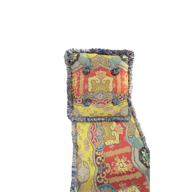 1980s Upholstered Tapestry Stool With Fringe For Sale - Image 10 of 12