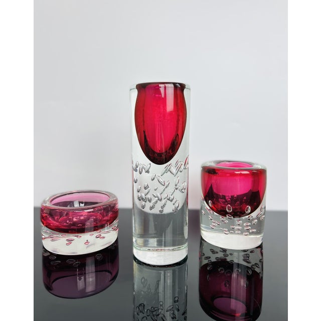 1970s Model 7425 Art Glass Vase and Jardiniere Set by Jaroslav Svoboda for Škrdlovice, Czechoslovakia, 1974, Set of 3 For Sale - Image 5 of 15