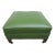 50s Square Olive Green Vinyl Footstool Brass Tacks and Casters For Sale
