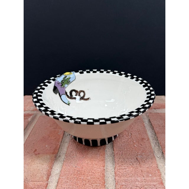 Farmhouse Robin Sterling for Barneys New York Handmade Pottery Western Style Cowboy Boot Checkerboard Bowls - Set of 5 For Sale - Image 3 of 11