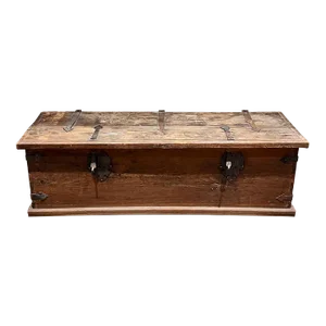 Antique Wood Trunk Rustic Blanket Chest