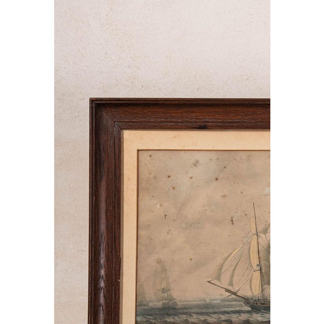 19th Century Maritime Engraving in Oak Frame For Sale - Image 4 of 6