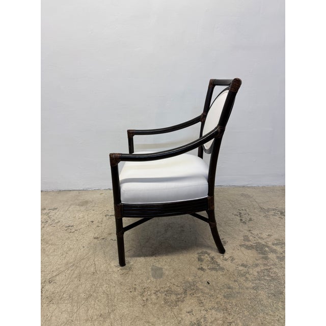 McGuire Brown Leather Wrapped Bamboo Dining Chairs - Set of Six For Sale - Image 9 of 18