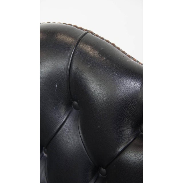 Dark Blue Cowhide Chesterfield Swivel Desk Chair For Sale - Image 9 of 18
