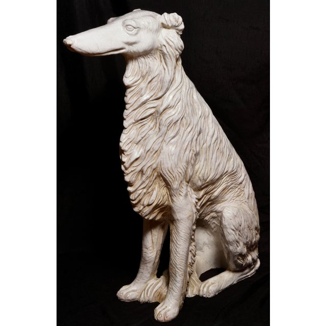 Life Size Terracotta Borzoi Russian Wolfhound Sculpture For Sale In Miami - Image 6 of 12
