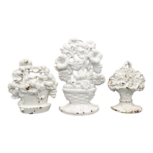 Vintage 1980's White Cast Floral Door Stops – Set of Three – Cottagecore / French Country / Shabby Chic