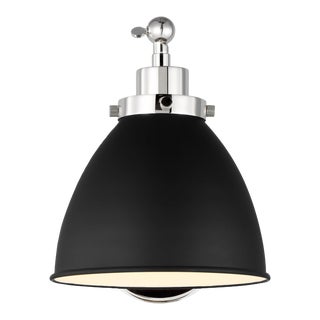 Chapman & Myers by Visual Comfort Studio Wellfleet Single Arm Dome Task Sconce, Midnight Black & Polished Nickel For Sale