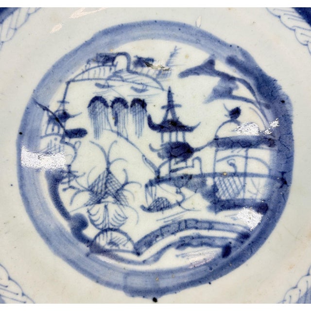 Asian Antique 19th Century Chinese Canton Export Porcelain 10" Charger & Stand For Sale - Image 3 of 12