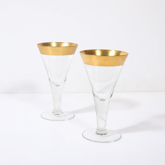 Set of 6 Mid-Century Modernist Gilt Rimmed Wine Glasses by Dorothy Thorpe For Sale - Image 10 of 14
