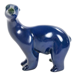 Hand Painted Porcelain / Cobalt Blue & Greenish Iridescent Decorative Sculpture