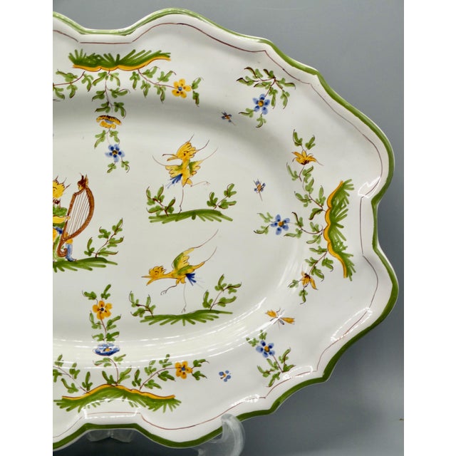 Moustier French Moustiers Large Oval Platter Hand Painted For Sale - Image 4 of 9