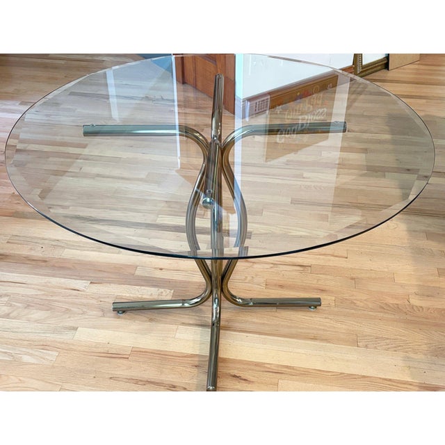 1970s 1970's Italian Crome Tube Table With Glass Top For Sale - Image 5 of 7