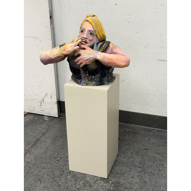 Contemporary Bondene Allen Rock Fan 2 Sculpture + Pedestal, Signed For Sale - Image 3 of 12