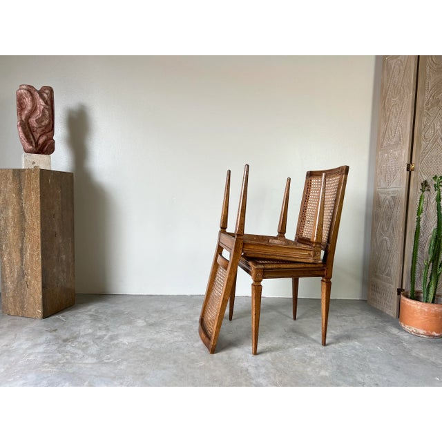 Antique Italian Louis XVI - Style Wood and Cane Accent Chairs - a Pair For Sale - Image 10 of 12