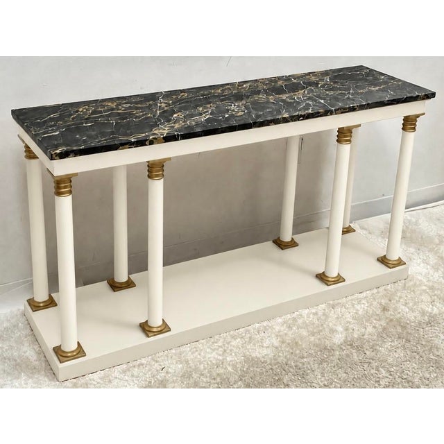 1970s Italian Neoclassical Style Marble Top Console Table For Sale - Image 4 of 6
