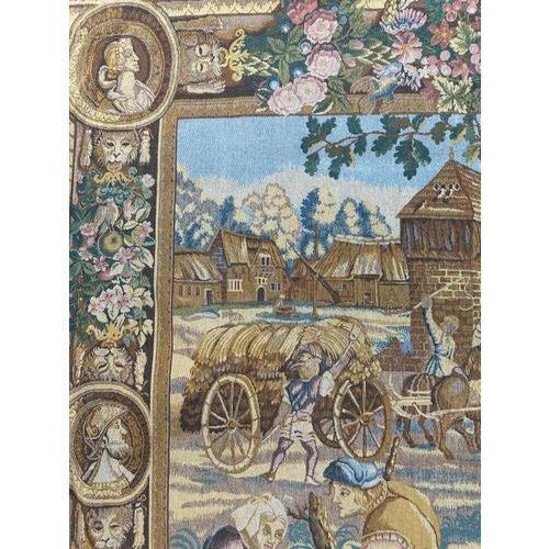 Vintage French Jacquard Harvester Payroll Tapestry in the style of Aubusson, 1970s For Sale - Image 6 of 18