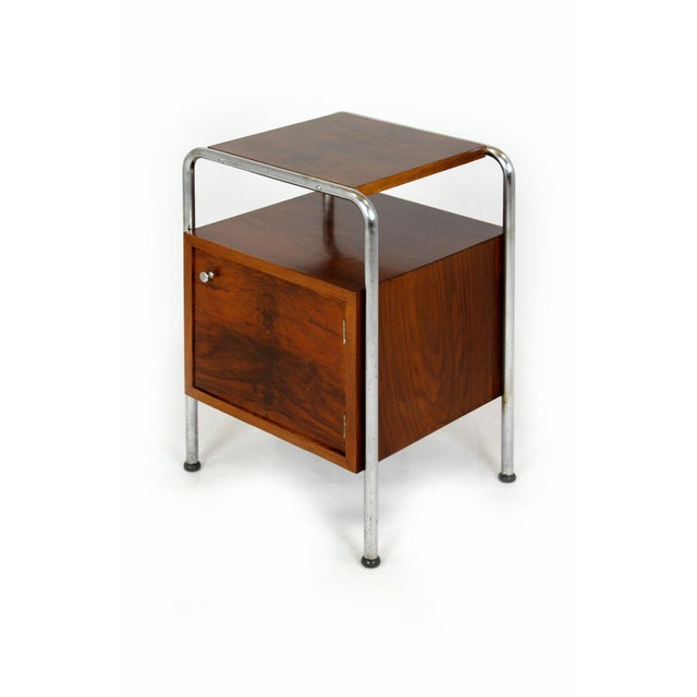 Brown Bauhaus Model N1 Bedside Table by Robert Slezak, 1940s For Sale - Image 8 of 18