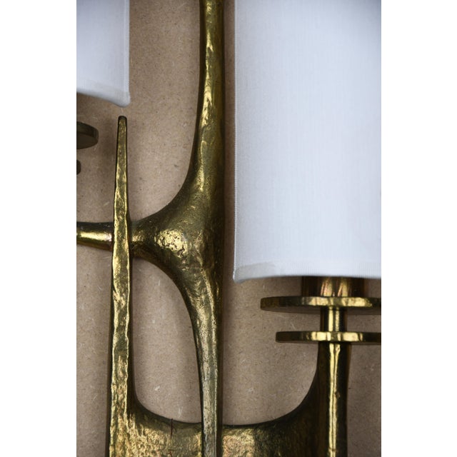 Brutalist Sculptural Brutalist Bronze Wall Sconces by Félix Agostini, 1960, Set of 2 For Sale - Image 3 of 17