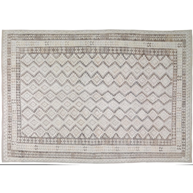 Textile 1990s Afghan Tribal Hand Woven Flatweave/Kilim With Soft Texture,9'9"X14'5" For Sale - Image 7 of 7