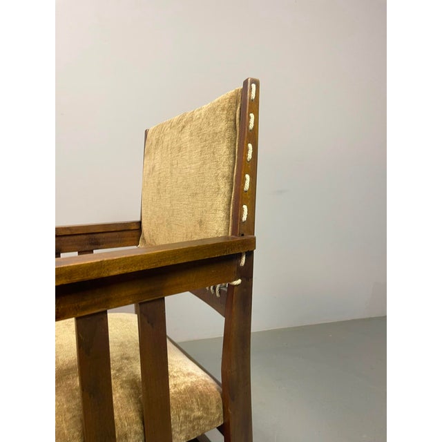 Antique Dutch Haagse School Oak Armchair by L.O.V. Meubelfabriek, Oosterbeek, the Netherlands, 1920s For Sale - Image 11 of 14