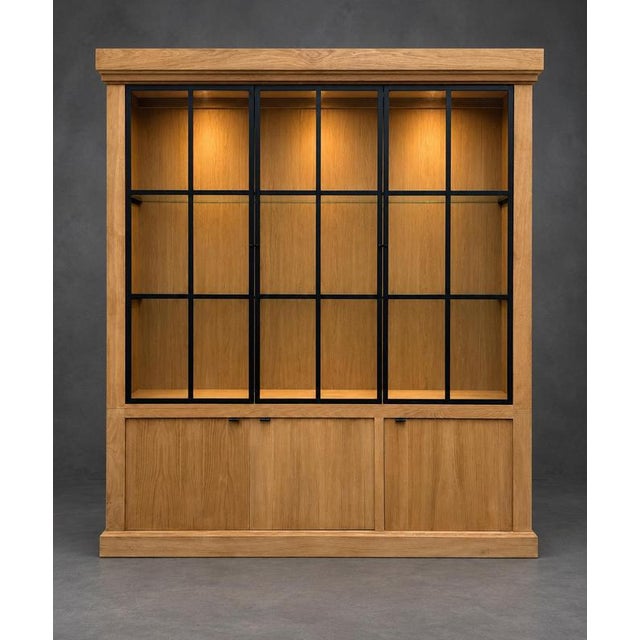 Glass Iron Jason Display Cabinet in Oak from Flamant Interiors For Sale - Image 7 of 7