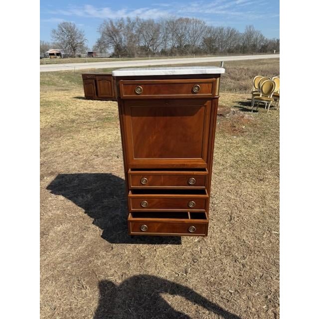 19th Century French Louis XVI Secretary Desk Carrara Marble Top For Sale - Image 9 of 18