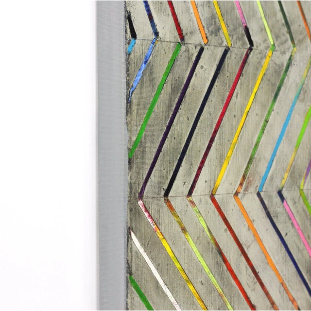 Mid-Century Modern Zig Zag - Original Layered Thick Paint Textured Oil Painting by Petra Roes-Nickel For Sale - Image 3 of 8