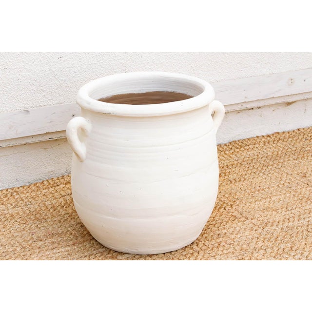 1990s Handpainted Mykonos White Planter With Handles For Sale - Image 5 of 8