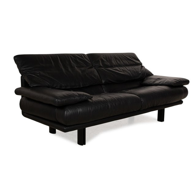 Alanda Two Seater Black Leather Sofa by Paolo Piva for B&b Italia / C&b Italia For Sale - Image 9 of 17