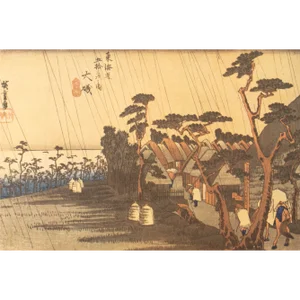1960 After Hiroshige "The 53 Stations of Tokaido Road: 8th Station" Ukiyo-E Print From France