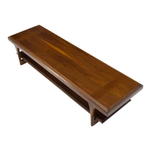 Mid-Century Modern Long Walnut Bench Coffee Table by Lane