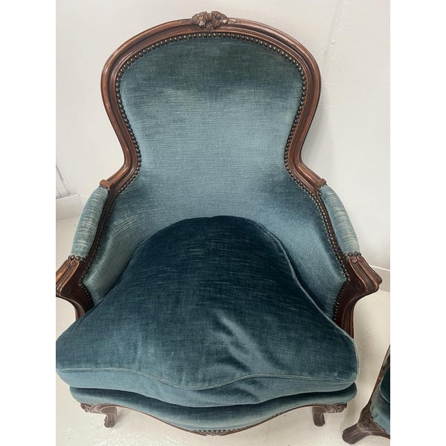 Louis XV Style Bergère Armchairs in Wood, 20th Century, Set of 2 For Sale - Image 10 of 13