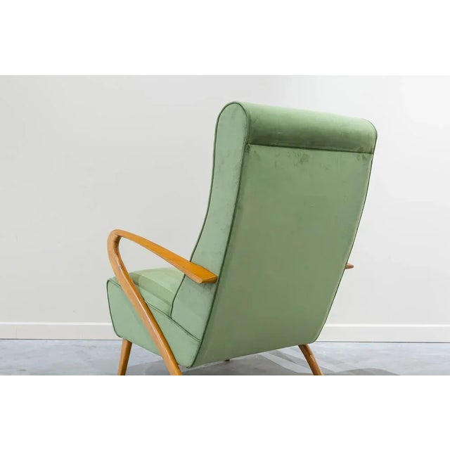 Mid-Century Modern Mid-Century Italian Armchair in Green Velvet, 1950 For Sale - Image 3 of 9