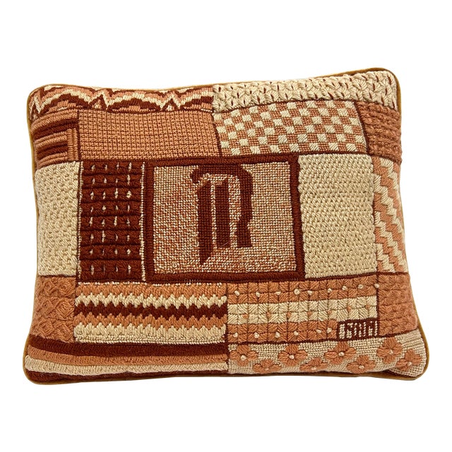 Vintage Geometric Needlepoint Pillow For Sale