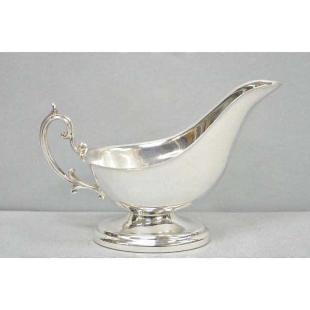 Silver Vintage English Regency Style Silver Plated Gravy Sauce Boat With Handle For Sale - Image 8 of 10