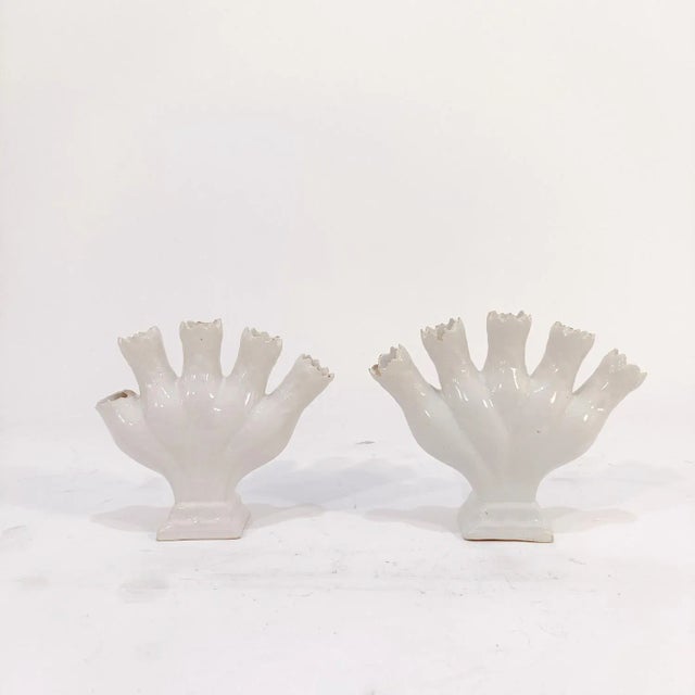 Pair of Spanish ceramic vases from Sargadelos from the mid-19th century. Ivory-colored glazed ceramic of Galician origin,...