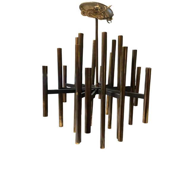 Vintage Lightolier Brass 36 Light Chandelier by Gaetano Sciolari For Sale - Image 13 of 14