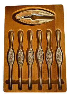 Vintage Silver-Plated Lobster Forks and Cracker from Silea, 1970s, Set of 7
