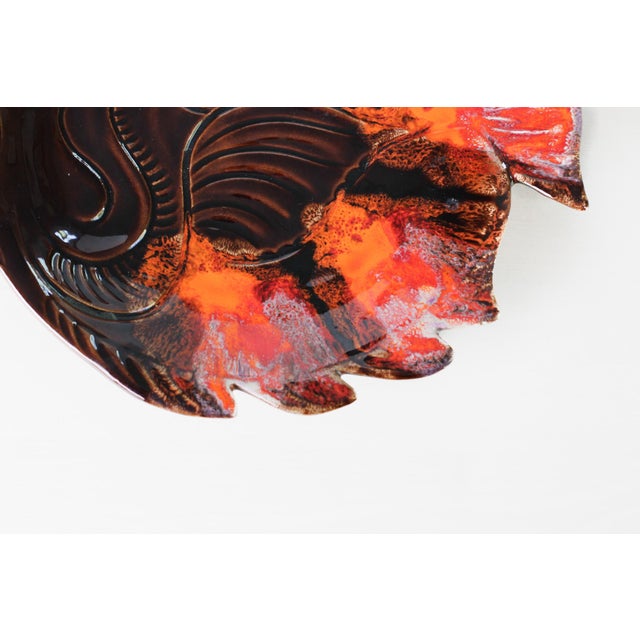 Mid 20th Century Vallauris French Pottery Fish Platter in Orange and Brown Glaze For Sale - Image 13 of 16