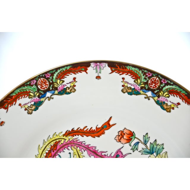 Chinoiserie Chinese Double Phoenix Porcelain Plate W/ Stand For Sale - Image 3 of 5