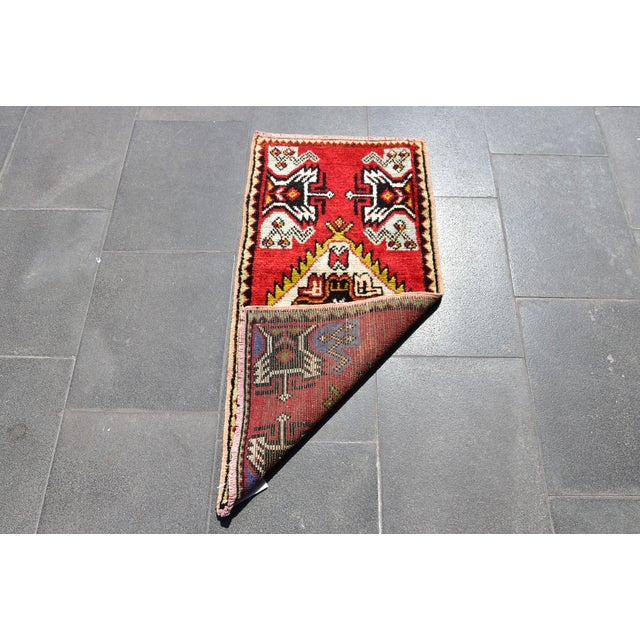 1950s Vintage Turkish Handmade Oushak Doormat Rug For Sale - Image 11 of 12