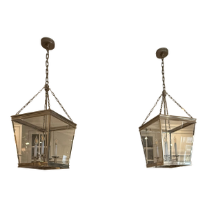 Pair of Visual Comfort Launceton Medium Square Lanterns