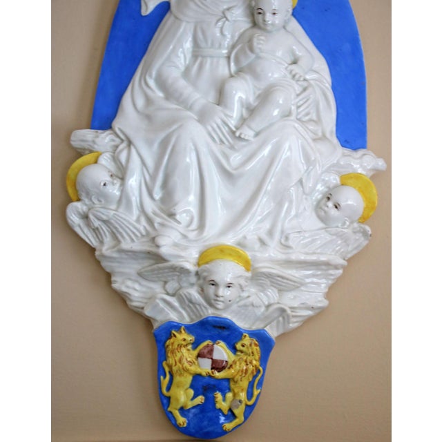 Ceramic Relief of Madonna with Angels, 1860, Porcelain For Sale - Image 7 of 9