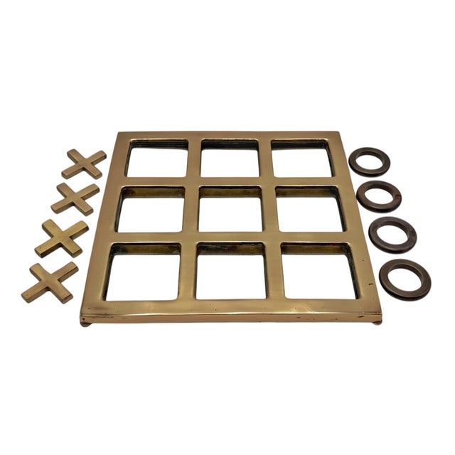 Polished & Patinated Brass Noughts and Crosses (Tic-Tac-Toe) Game by Sarreid For Sale - Image 11 of 13
