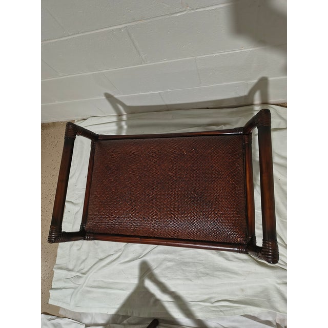 2000 - 2009 Pair of Rattan Benches Made in Phillipines Tobacco Brown For Sale - Image 5 of 12