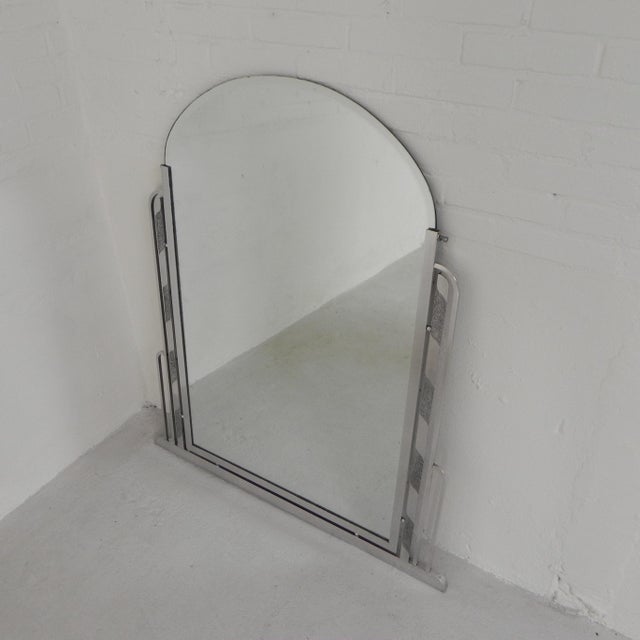Art Deco Mirror with Faceted Glass in Aluminum Frame, 1930s For Sale - Image 15 of 16